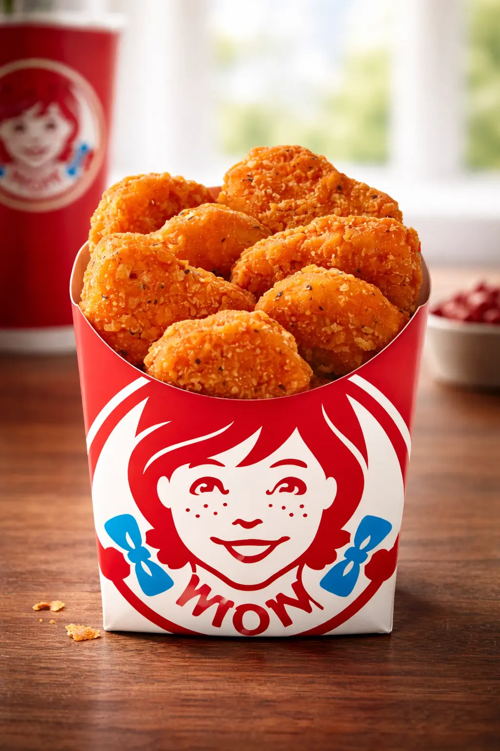 Wendy's Spicy Chicken Nuggets: Price, Calories, Nutrition & Review (2026) 1 Wendy's Spicy Chicken Nuggets 10 pc, with dipping sauces and fries.