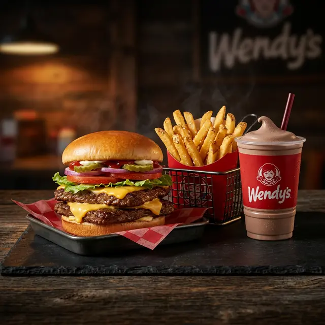 Wendy's Menu with Prices, Calories & Nutrition 2026 1 Wendy's menu with prices banner photo including burger, fries, and a Frosty
