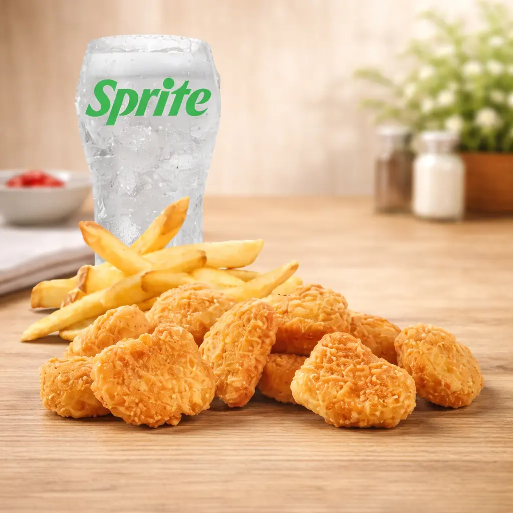 Wendy's Menu with Prices, Calories & Nutrition 2026 17 10 Pc. Nuggets combo with a drink and fries.