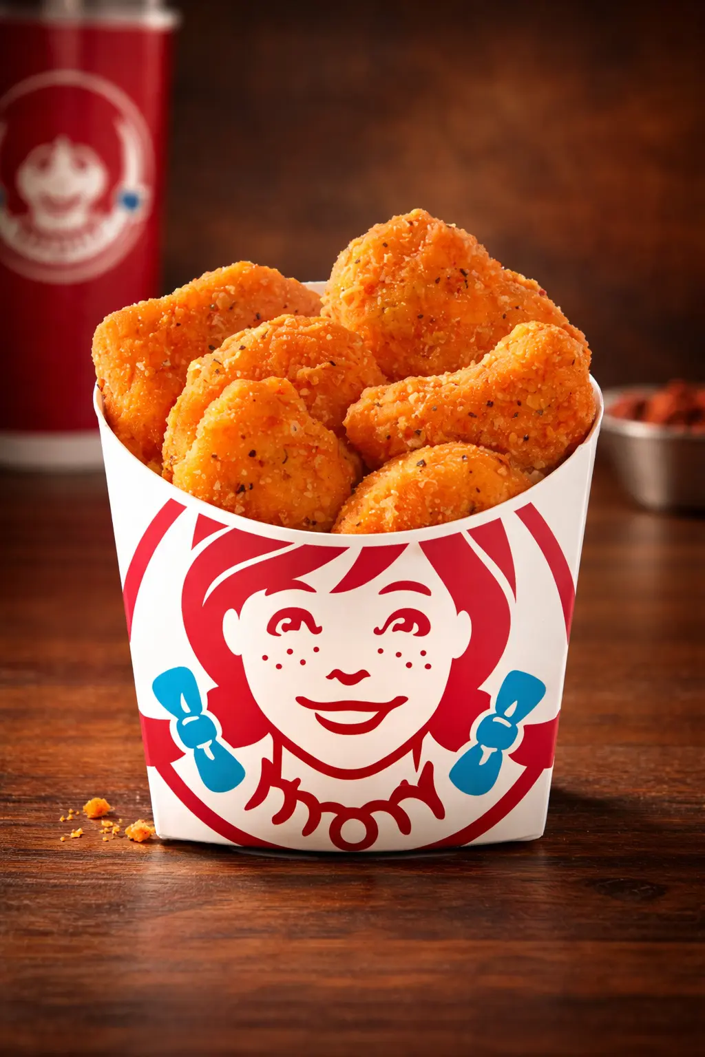 Wendy's Menu with Prices, Calories & Nutrition 2026 6 10 pieces of spicy chicken nuggets in a wendy's basket.