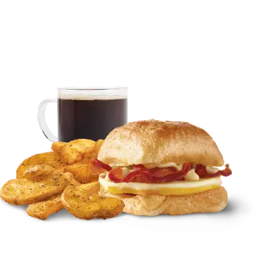 Latest Wendy's Breakfast Menu with Prices (2026) 3 Bacon Egg Swiss Croissant Combo