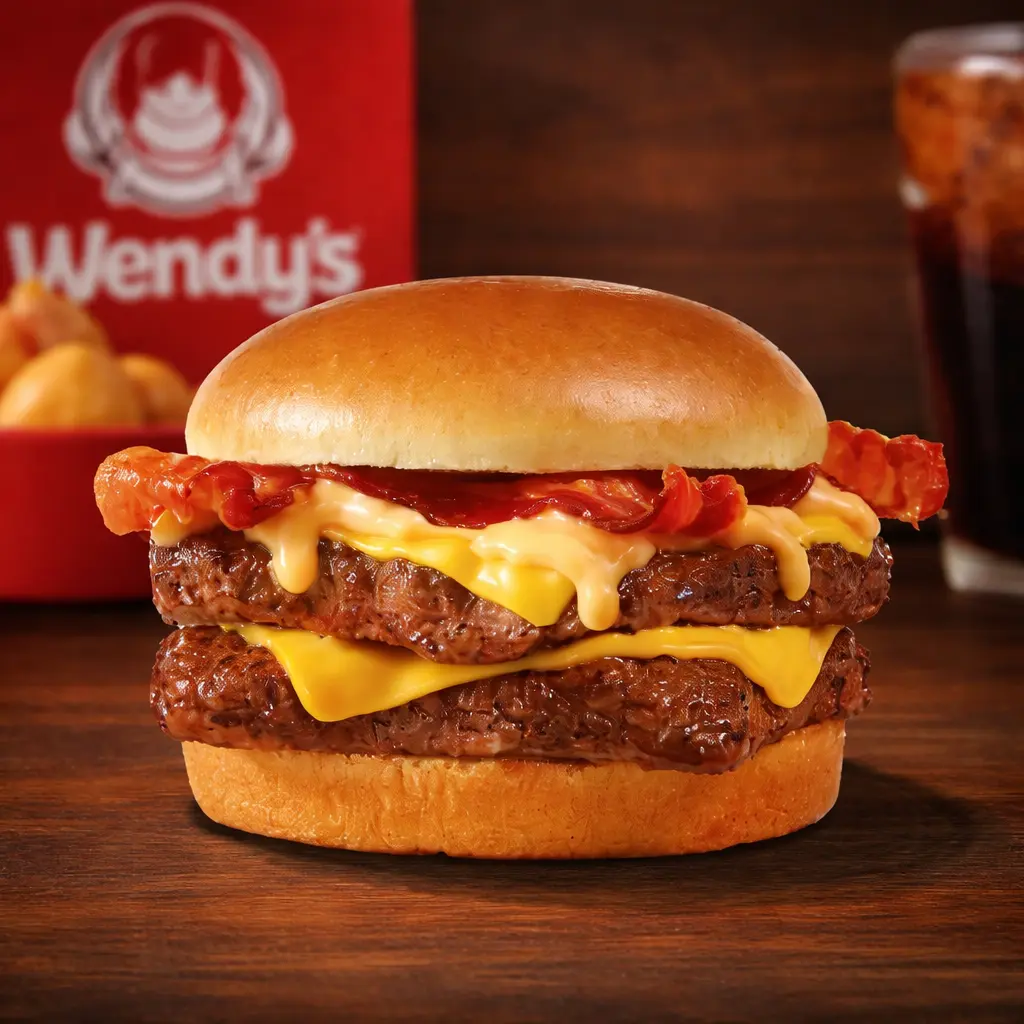 Wendy's Menu with Prices, Calories & Nutrition 2026 25 Cheesy bacon cheese burger Double