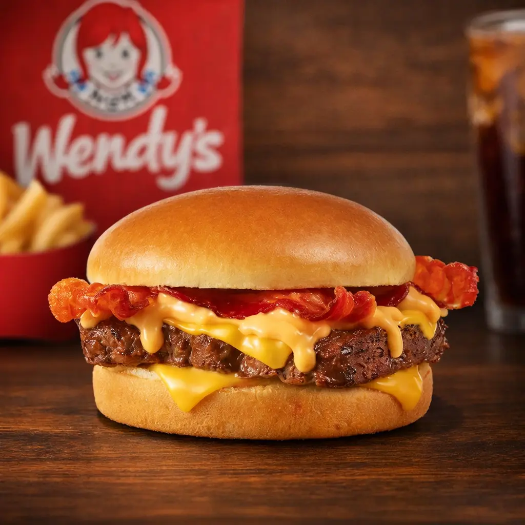 Wendy's Menu with Prices, Calories & Nutrition 2026 24 Cheesy bacon cheese burger single