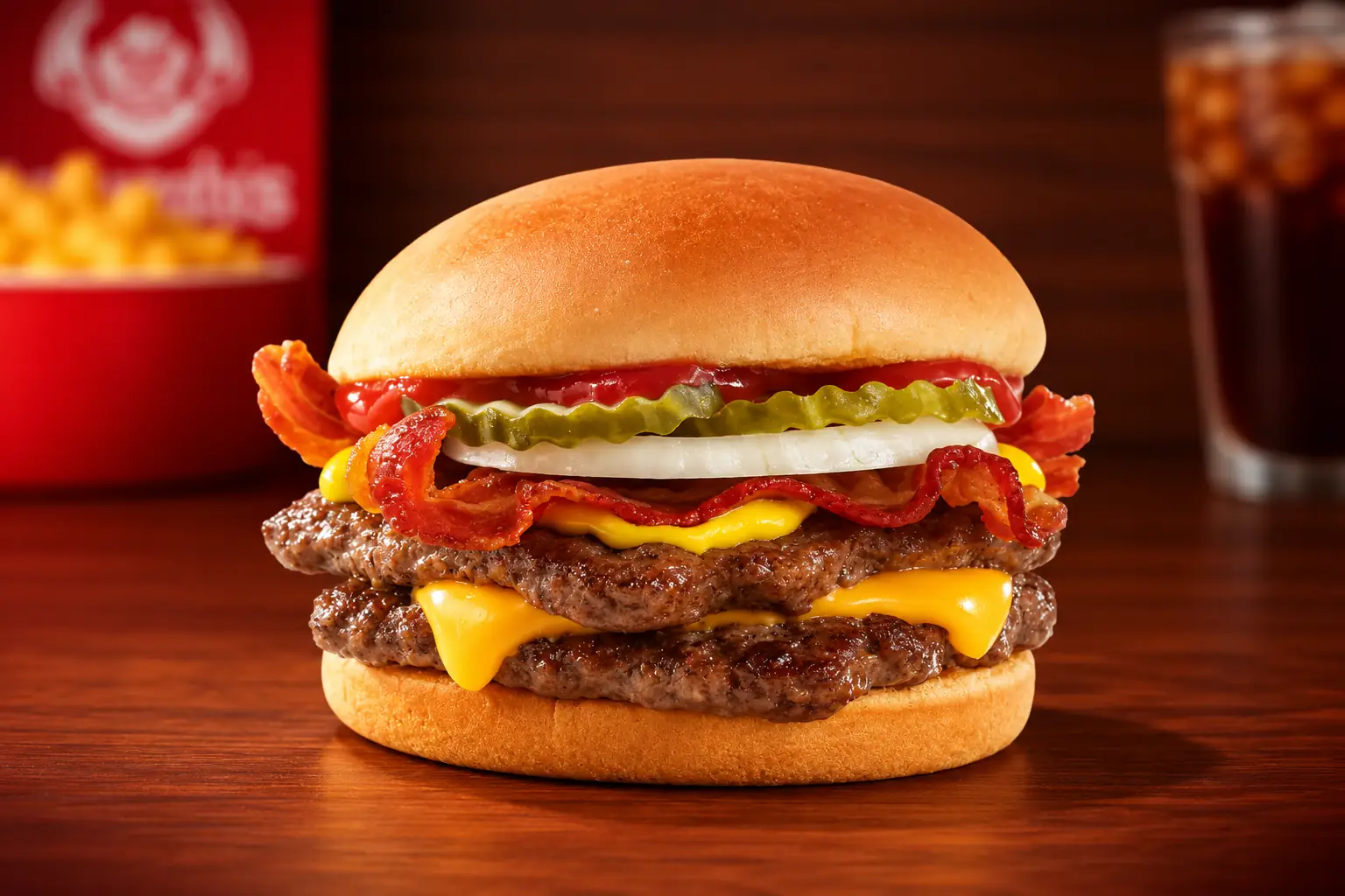 Wendy’s Bacon Double Stack with two beef patties, bacon and American cheese